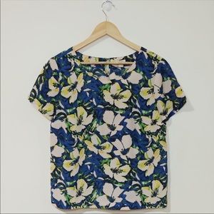 J.Crew Floral Shirt Sleeve Top